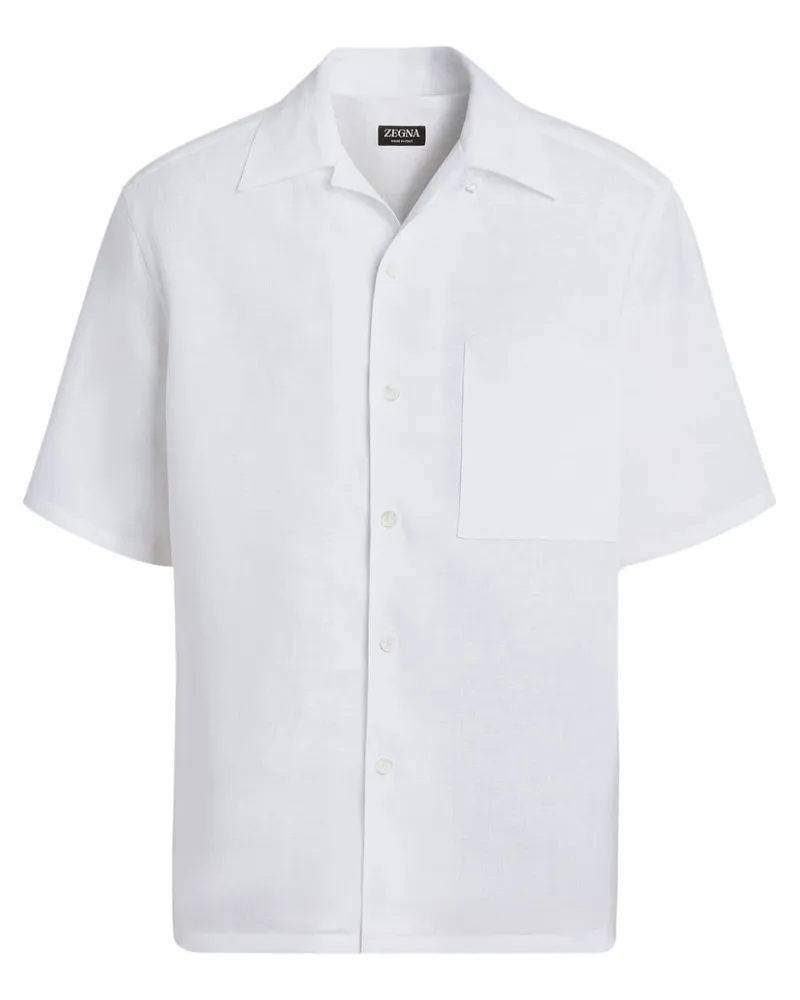 Ermenegildo Zegna Kurzärmeliges Hemd aus Leinen Weiß
