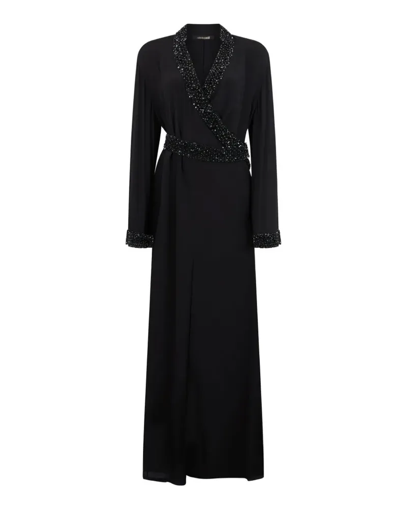 Roberto Cavalli bead-embellished wrap maxi dress - Schwarz Schwarz