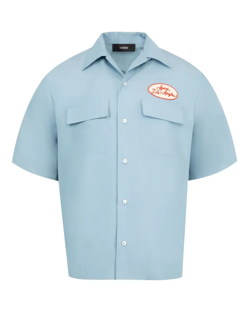 Amiri Station Bowlinghemd mit aufgesetzter Tasche - Blau Blau