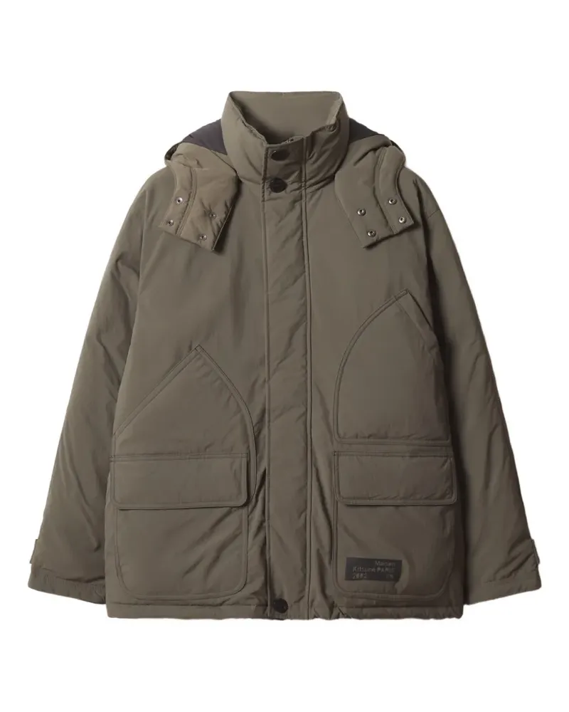 Kitsuné hooded logo-patch jacket - Grün Grün