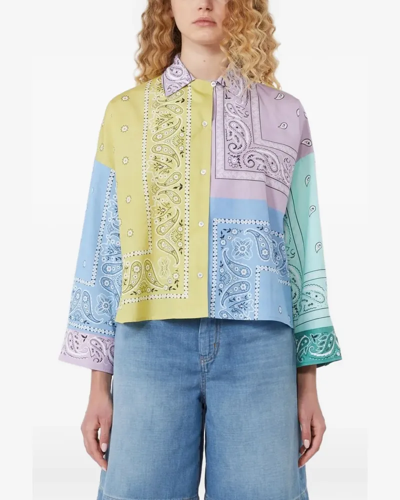 Max Mara Hemd im Patchwork-Look - Blau Blau