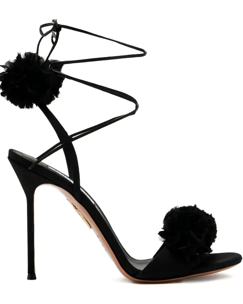 Aquazzura 105mm Cherry Kiss pompom tie sandals - Schwarz Schwarz