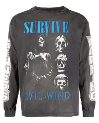 SAINT MXXXXXX Survive Sweatshirt mit grafischem Print Grau