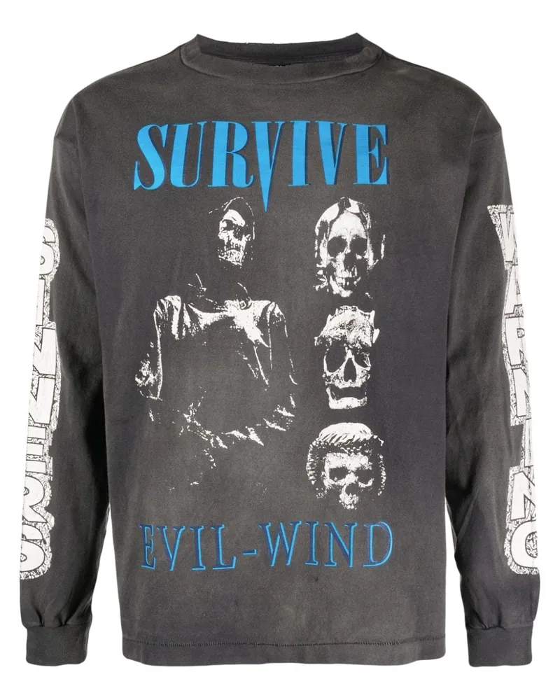 SAINT MXXXXXX Survive Sweatshirt mit grafischem Print Grau