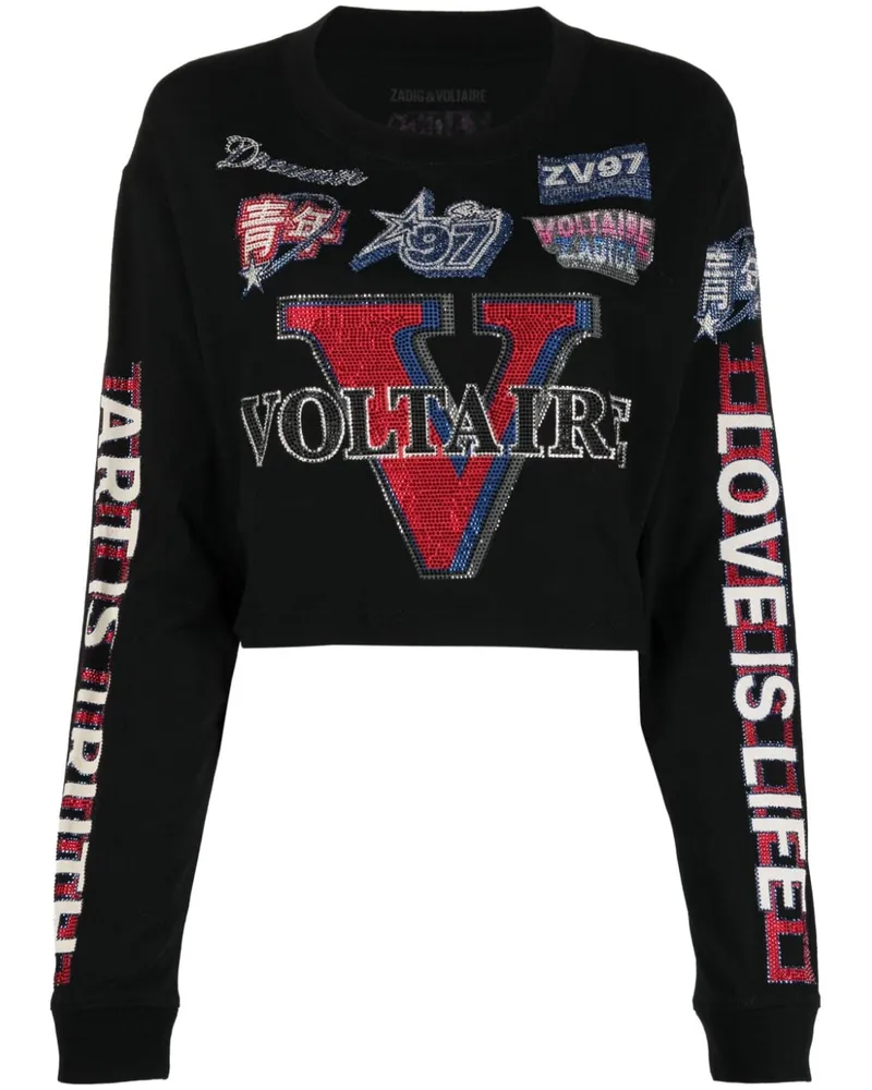 Zadig & Voltaire Cropped-Langarmshirt - Schwarz Schwarz