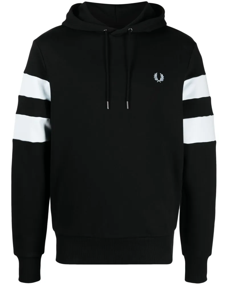 Fred Perry Hoodie mit gestreiften Ärmeln - Schwarz Schwarz