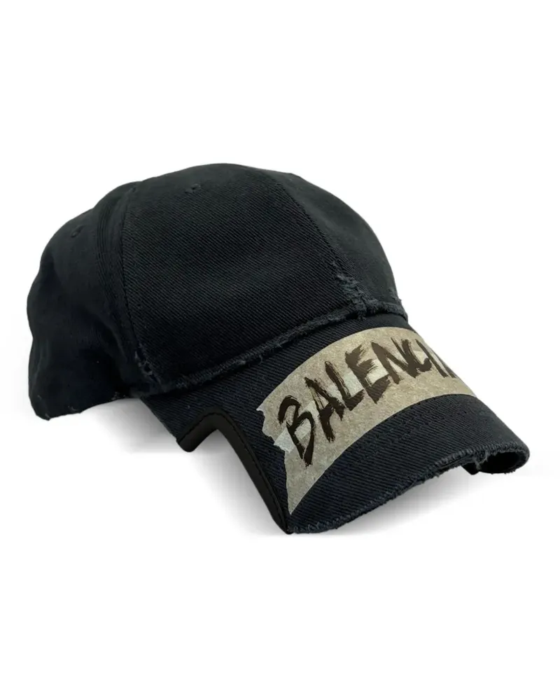 Balenciaga Masking Tape Drill-Baseballkappe - Schwarz Schwarz