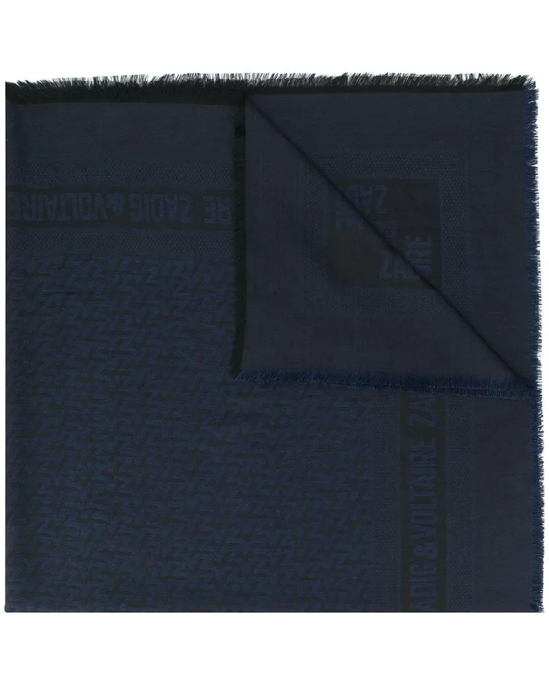 Zadig & Voltaire Jacquard-Schal mit Logos - Blau Blau