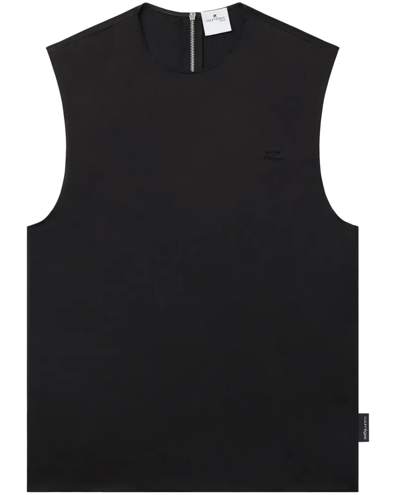 Courrèges Oberteil aus Satin - Schwarz Schwarz