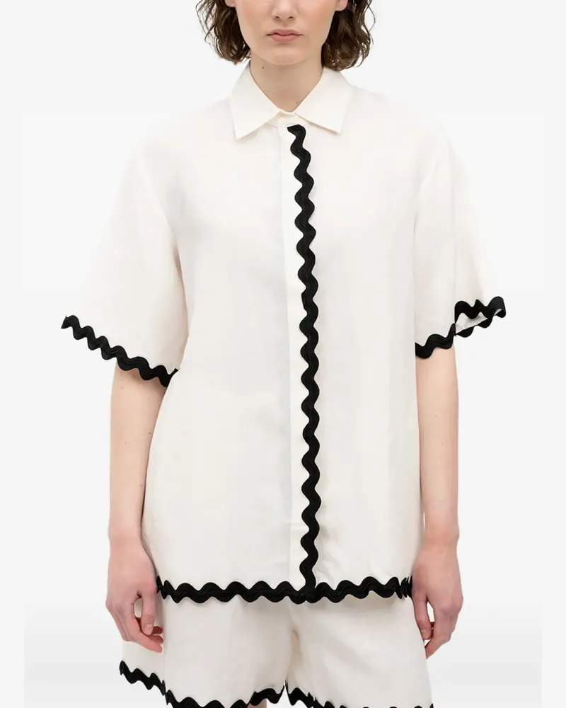 HUGO BOSS scalloped-trim short-sleeve shirt - Nude Nude