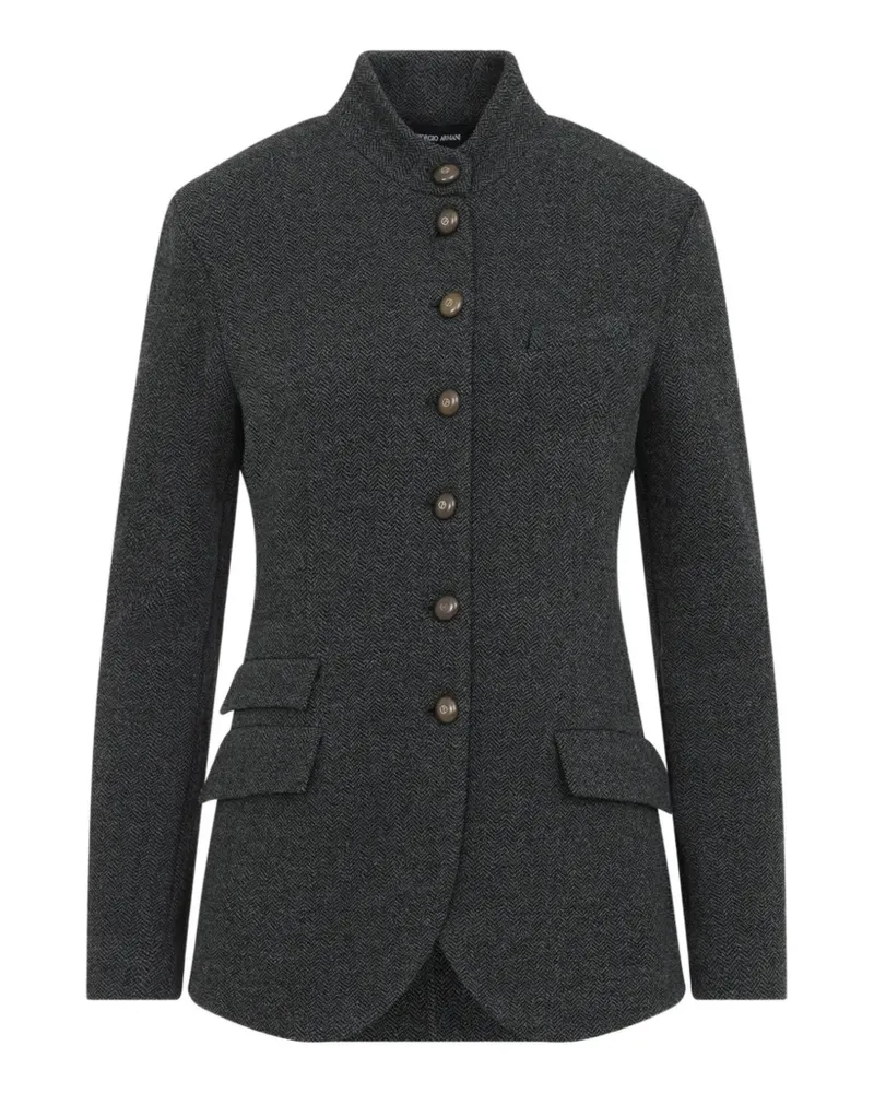 Giorgio Armani slim-fit herringbone-pattern jacket - Grau Grau