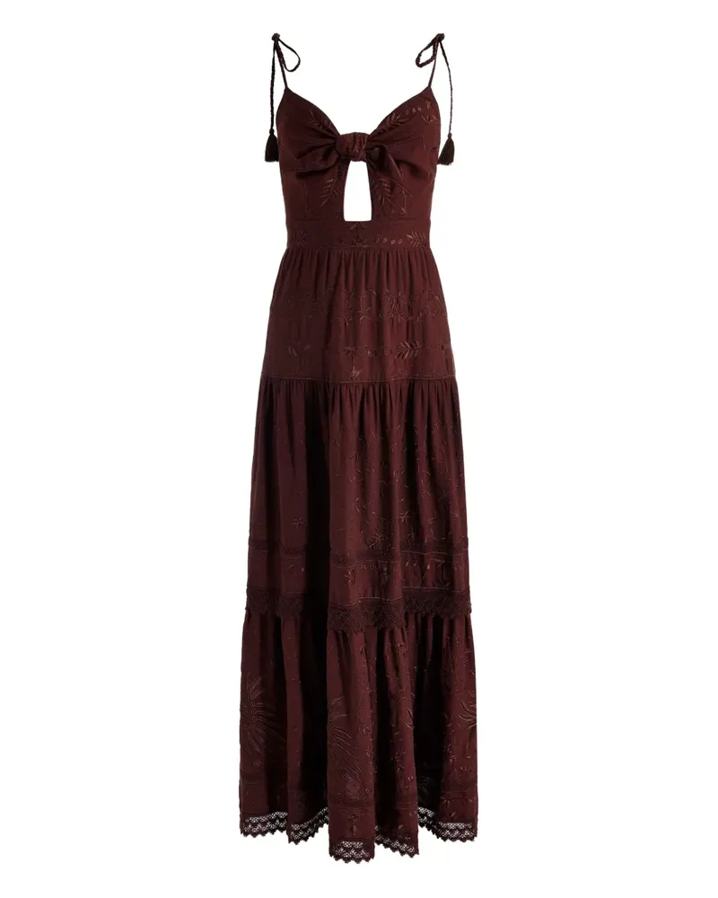Alice + Olivia Besticktes Minka Maxikleid mit Schnürung - Braun Braun