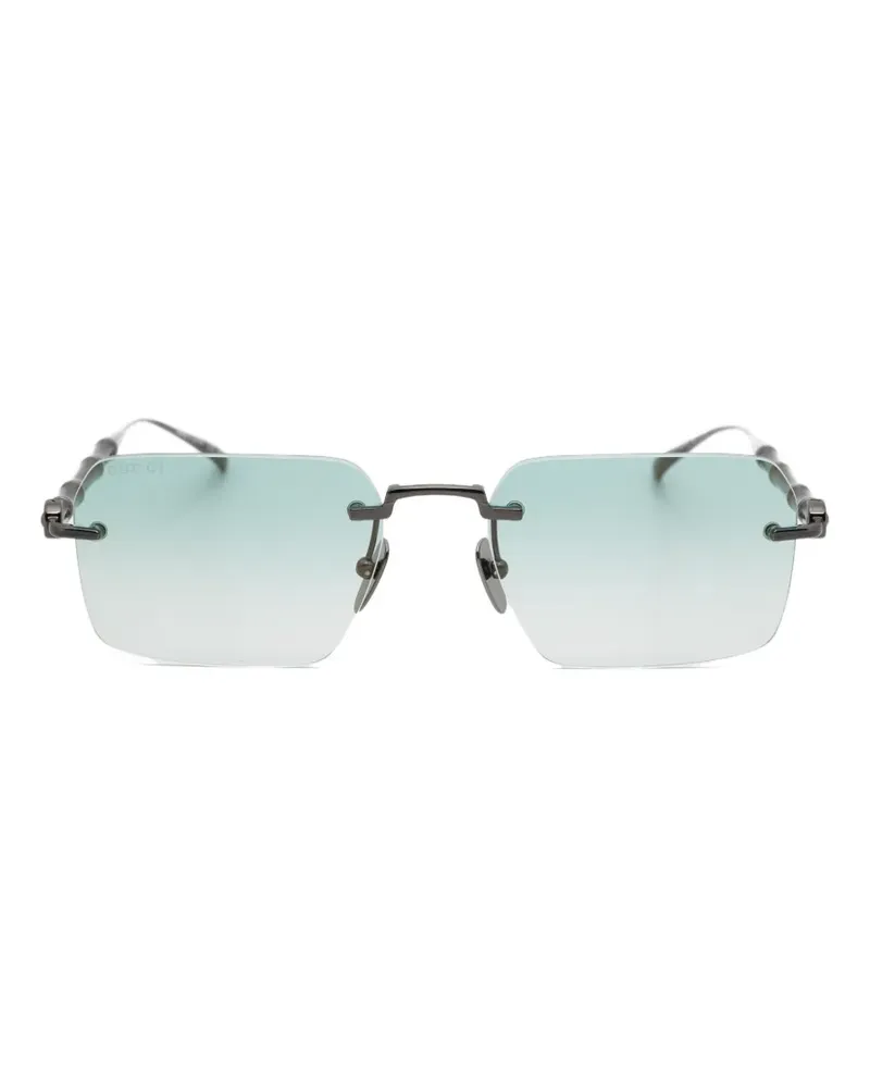Gucci Bamboo-effect rimless rectangle-frame sunglasses - Schwarz Schwarz