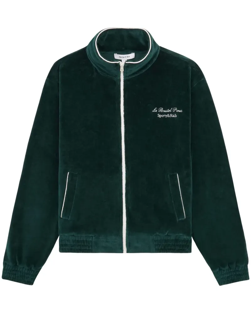 SPORTY & RICH Faubourg Sportjacke aus Velours - Grün Grün