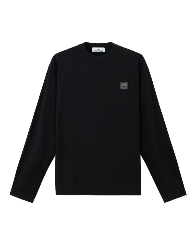 Stone Island Langarmshirt mit Logo-Patch - Schwarz Schwarz