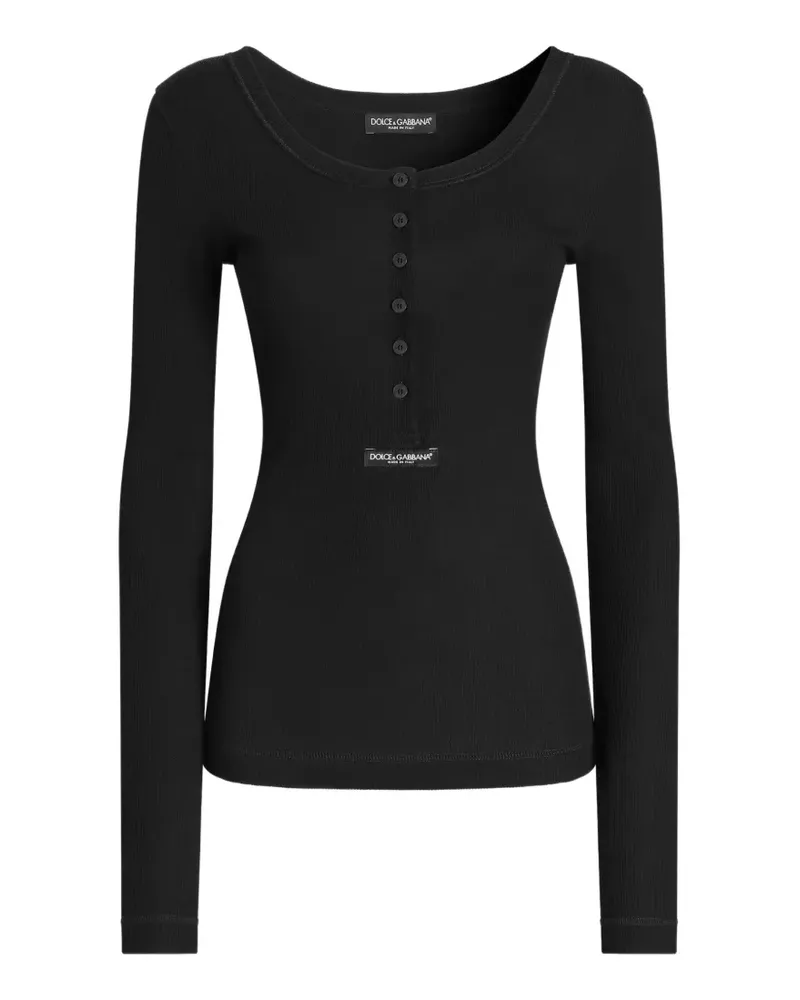 Dolce & Gabbana Langarmshirt mit Knopfleiste - Schwarz Schwarz