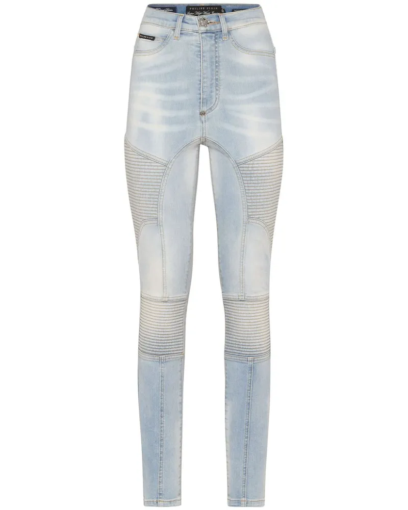 Philipp Plein Skinny-Jeans mit gerippten Details - Blau Blau