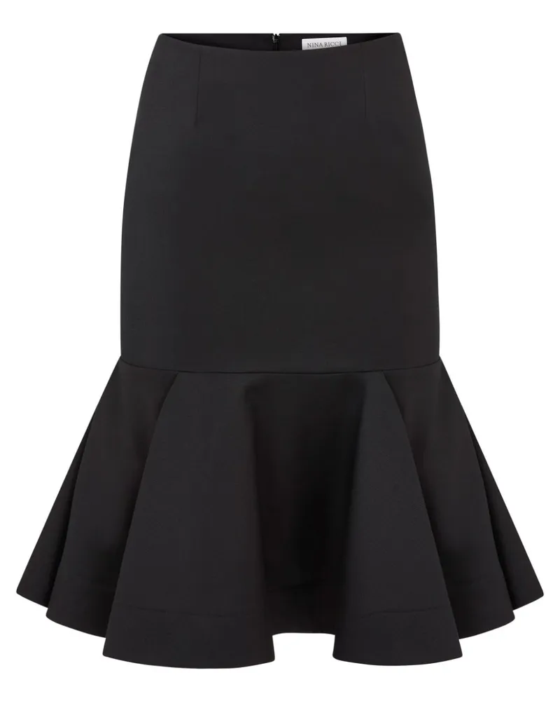 Nina Ricci Midirock mit Schößchen - Schwarz Schwarz