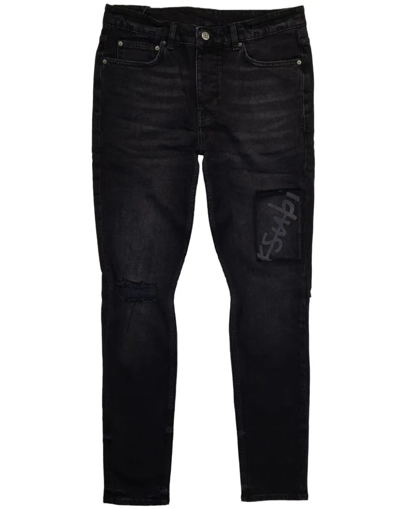 ksubi Straight-Leg-Jeans mit Tragefalten Schwarz