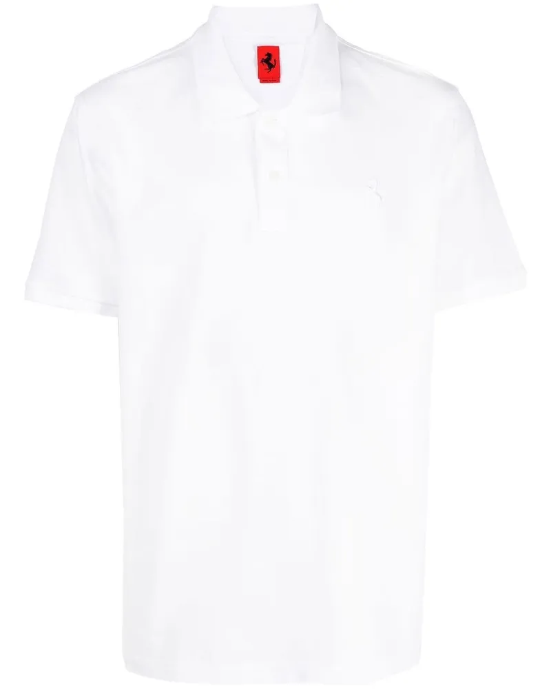 Ferrari Poloshirt mit geknöpftem Kragen - Weiß Weiß