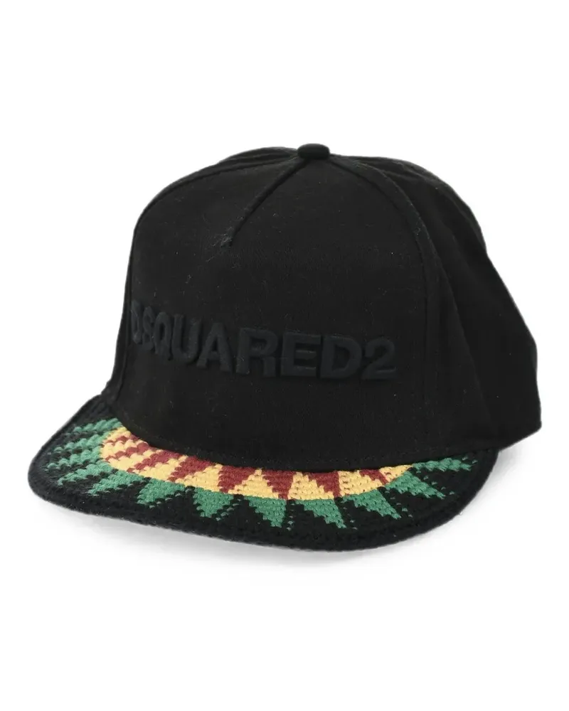 Dsquared2 Could You Be Loved crochet-visor embroidered baseball cap - Schwarz Schwarz