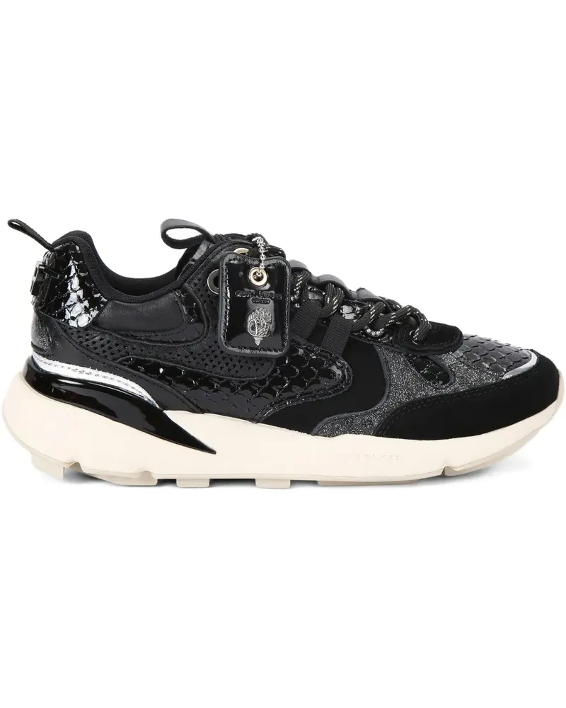 Kurt Geiger Kurt Runner Mesh-Sneakers mit Schlangen-Effekt - Schwarz Schwarz