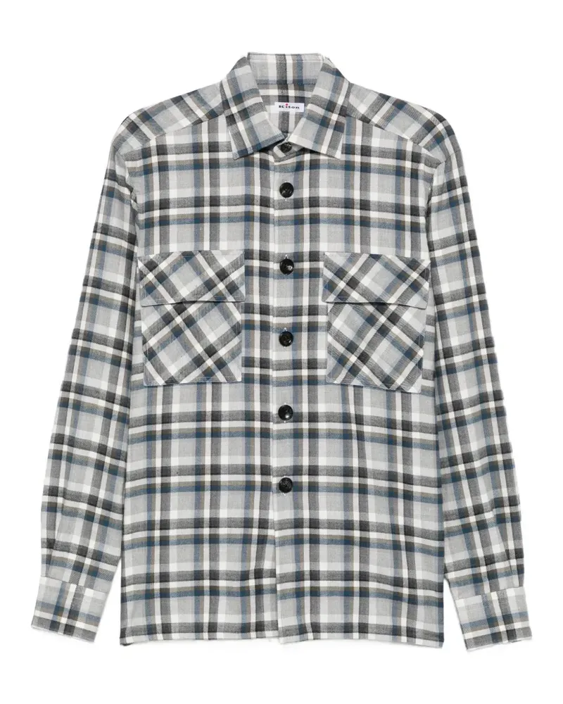 Kiton Hemd mit Karomuster - Weiß Weiß