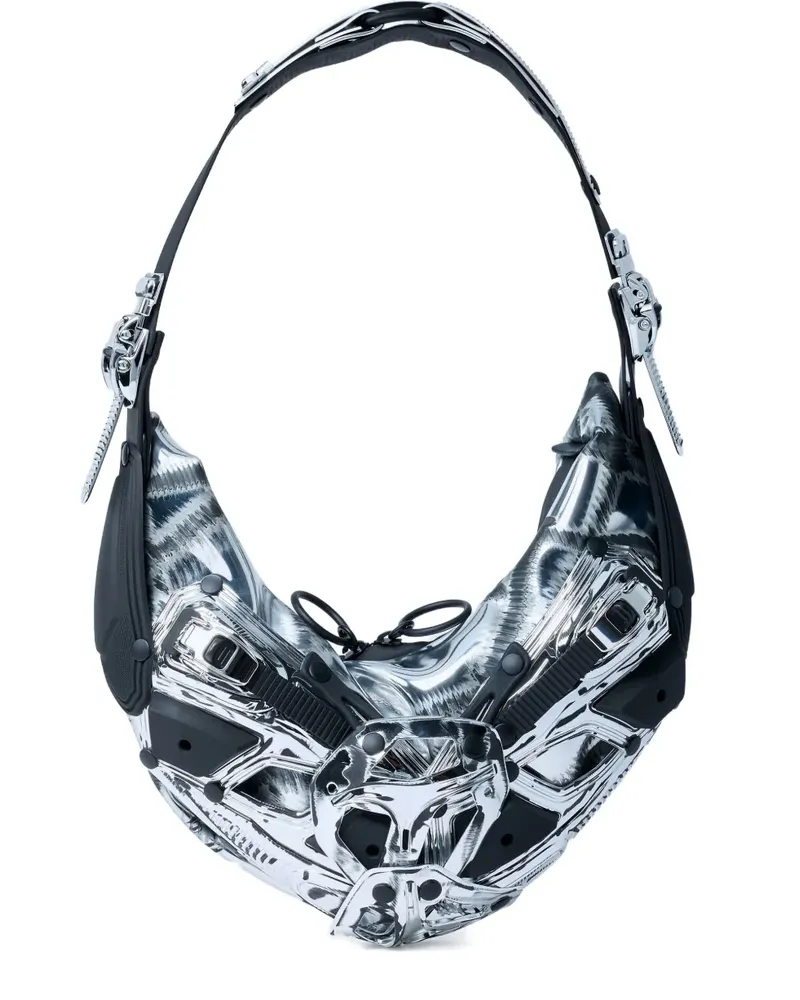 Innerraum Schultertasche mit verstellbarem Riemen und Schnallenverschluss - Silber Silber