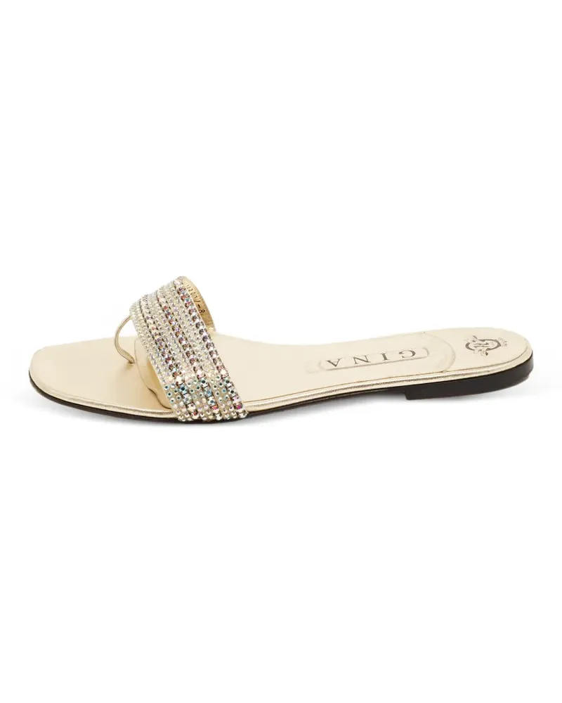 Gina Flache Sandalen mit Kristallen - Gold Gold