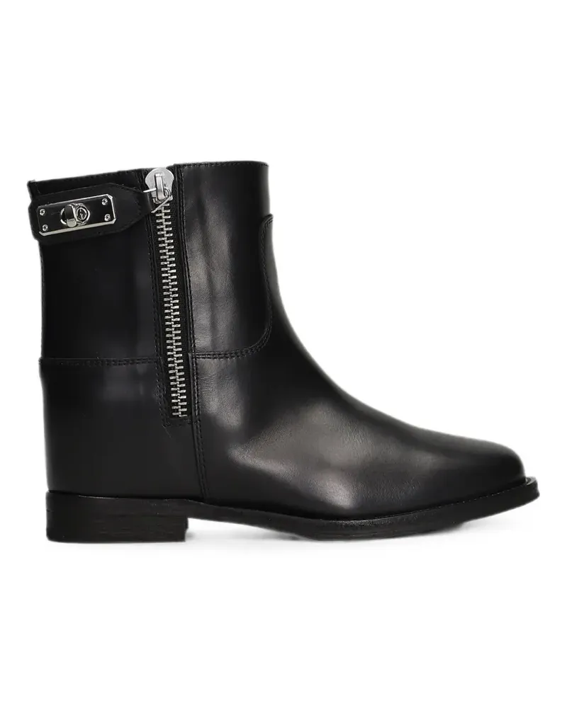 Via Roma 15 zip-fastening internal wedge-heel ankle boots - Schwarz Schwarz