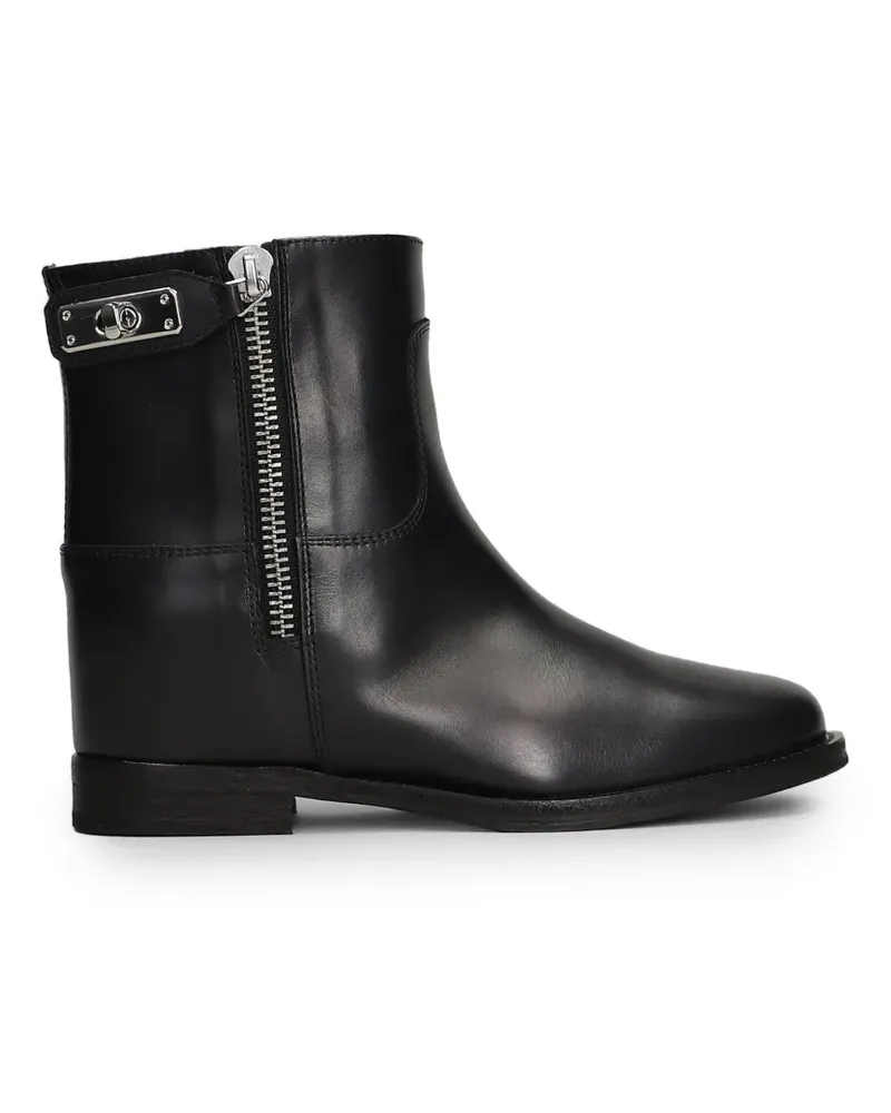 Via Roma 15 zip-fastening internal wedge-heel ankle boots - Schwarz Schwarz