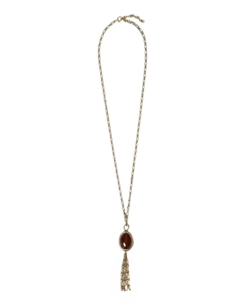 Twin-Set Lange Halskette mit Animal-Print-Anhänger - Gold Gold