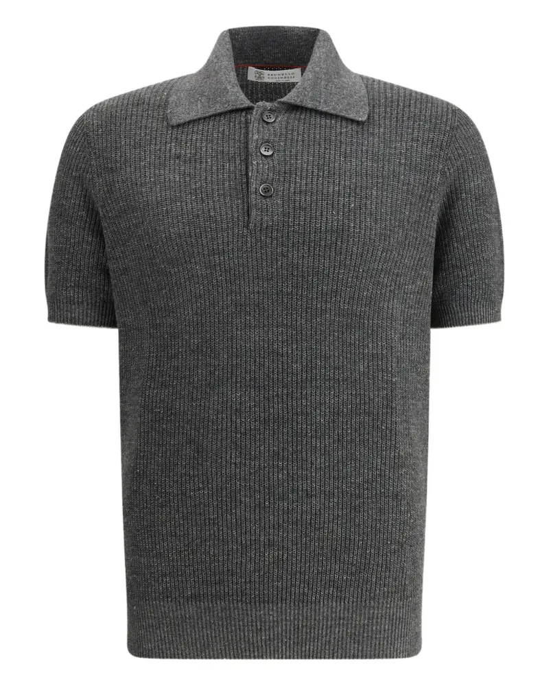 Brunello Cucinelli ribbed button-fastening polo shirt - Grau Grau