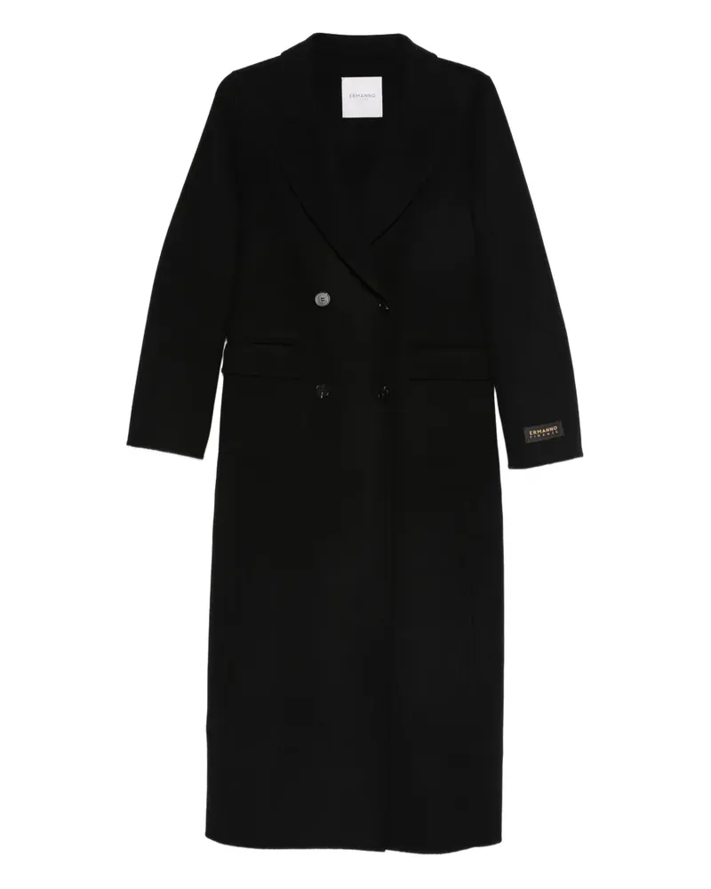 Ermanno Scervino Doppelreihiger Mantel mit Logo-Applikation - Schwarz Schwarz
