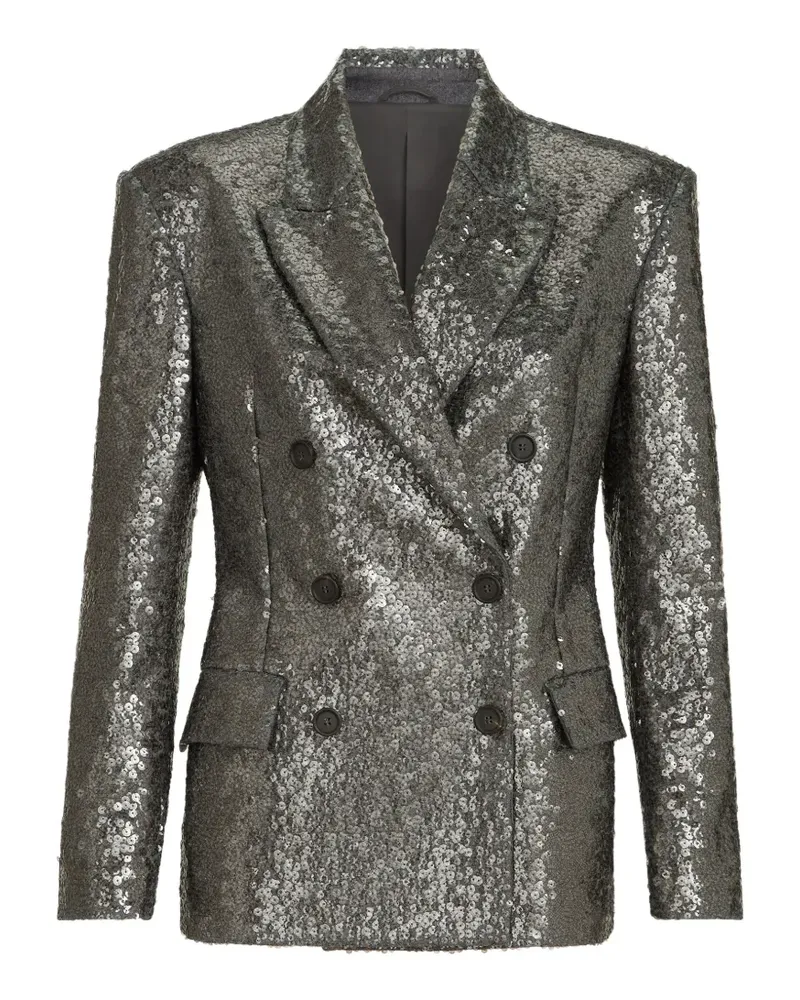 Brunello Cucinelli Blazer aus Schurwoll-Flanell mit Stickerei - Grau Grau
