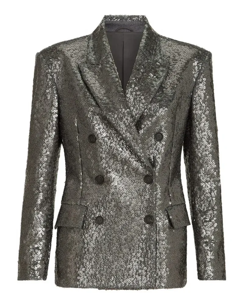 Brunello Cucinelli Blazer aus Schurwoll-Flanell mit Stickerei - Grau Grau