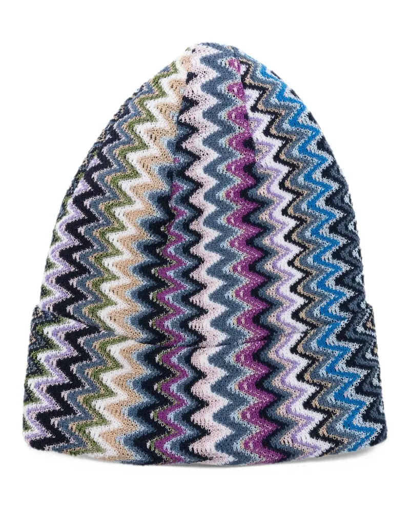 Missoni zigzag-knit wool beanie hat - Blau Blau