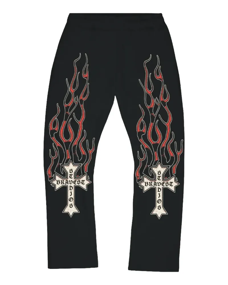 STADIUM GOODS Jogginghose mit Flammen-Print - Schwarz Schwarz