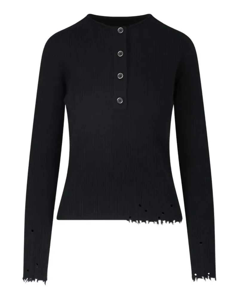Uma Wang Gerippter Pullover im Distressed-Look - Schwarz Schwarz