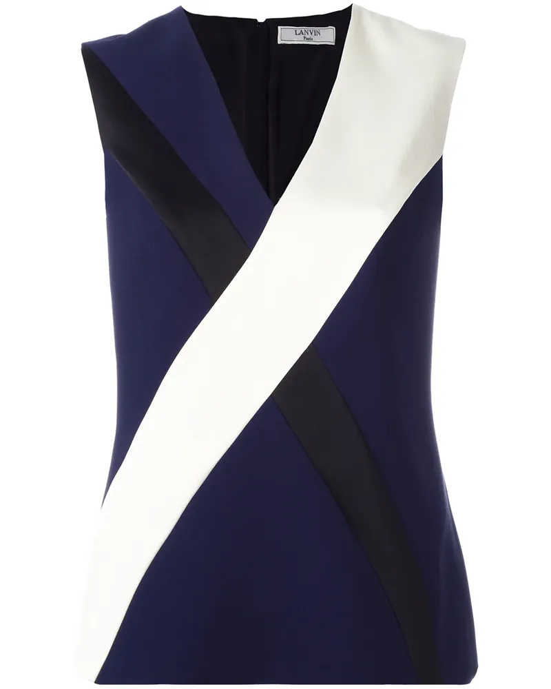 Lanvin Seidentop mit V-Ausschnitt - Blau Blau