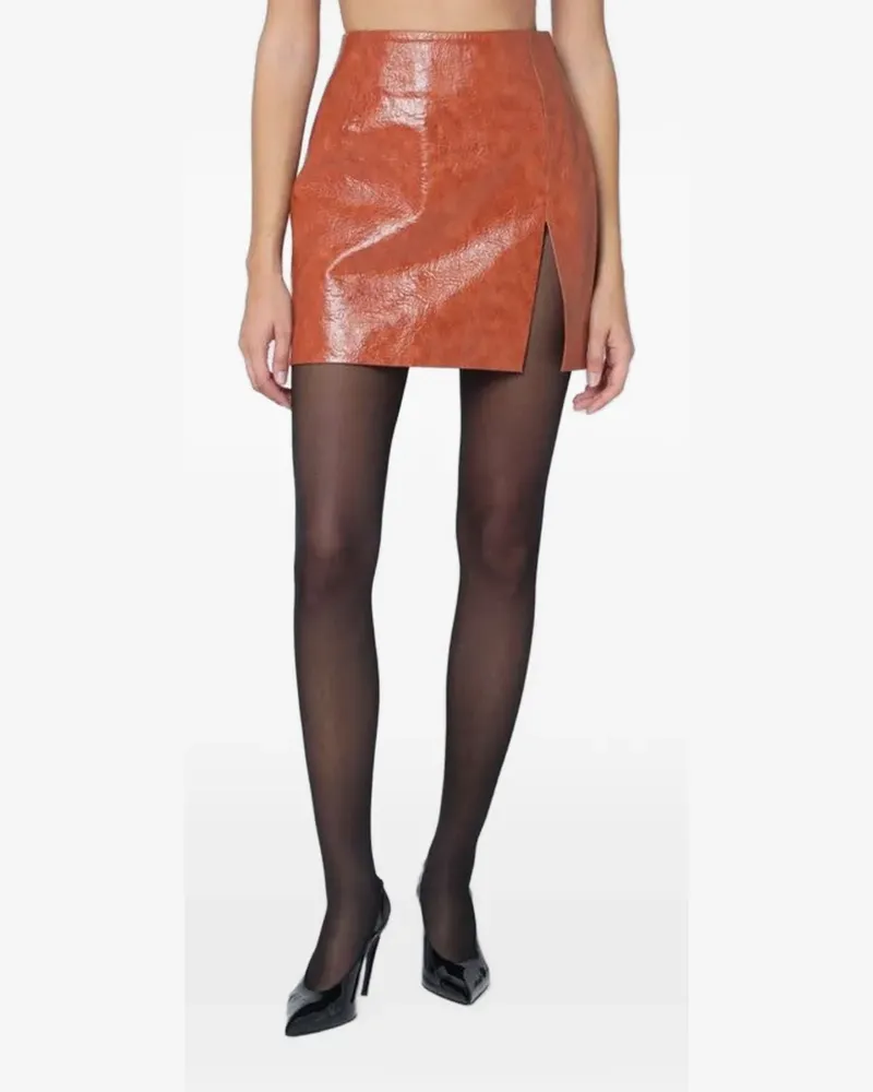 ANDAMANE Lederrock mit Schlitz - Braun Braun