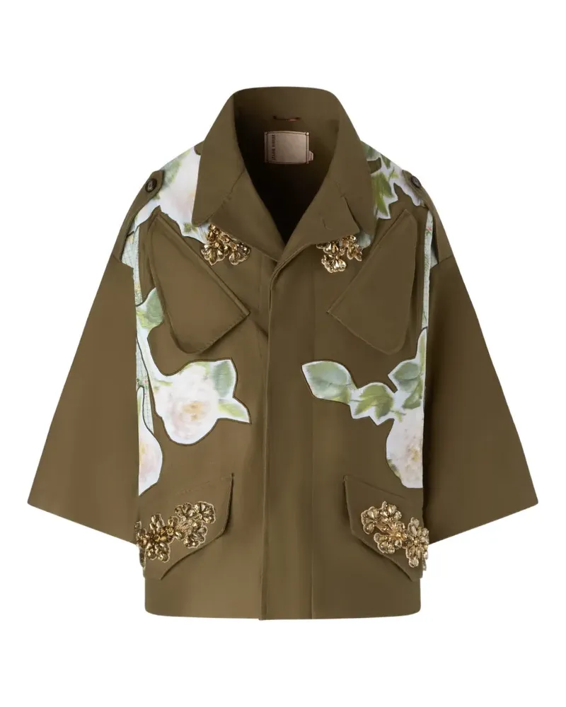 Antonio Marras Bronze Bloom Patchwork Military-Jacke mit Kristallen - Grün Grün