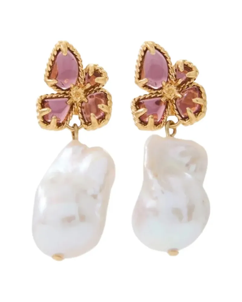 Zimmermann Bloom baroque-pearl drop earrings - Gold Gold