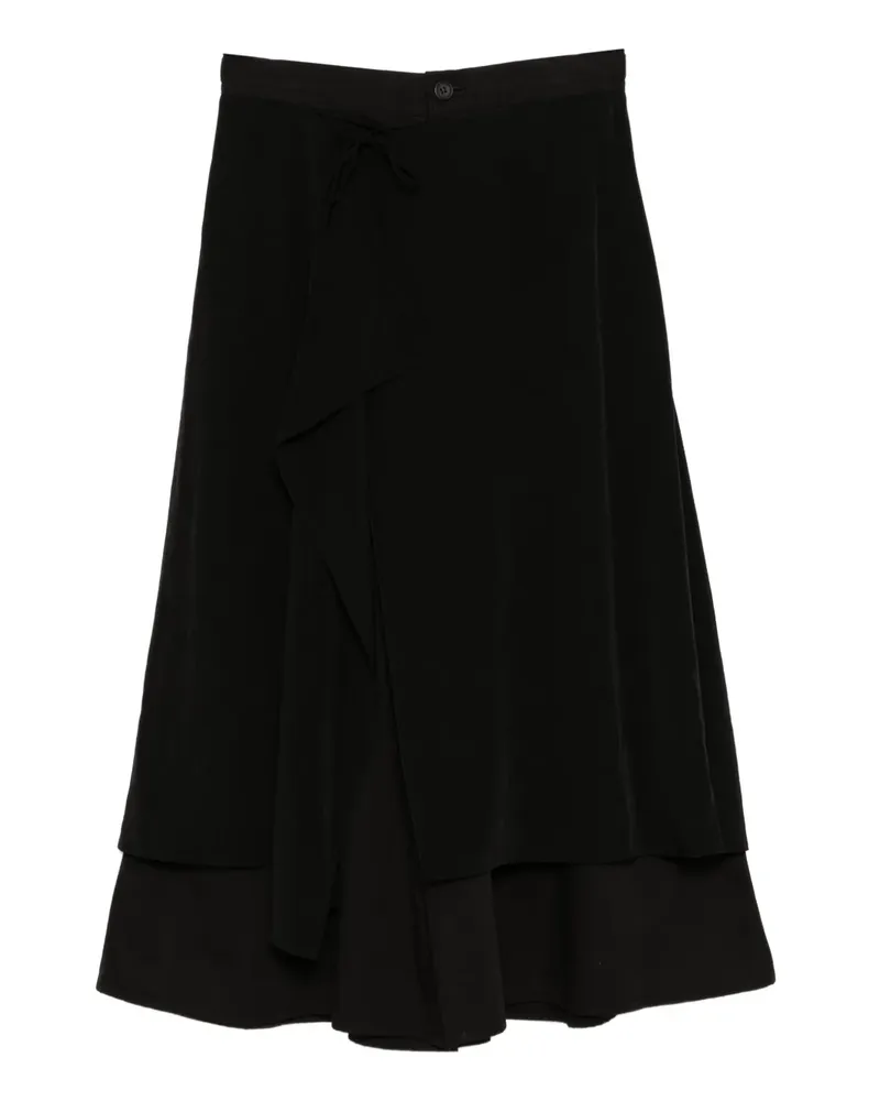 Yohji Yamamoto Drapierte Twill-Hose hinten - Schwarz Schwarz