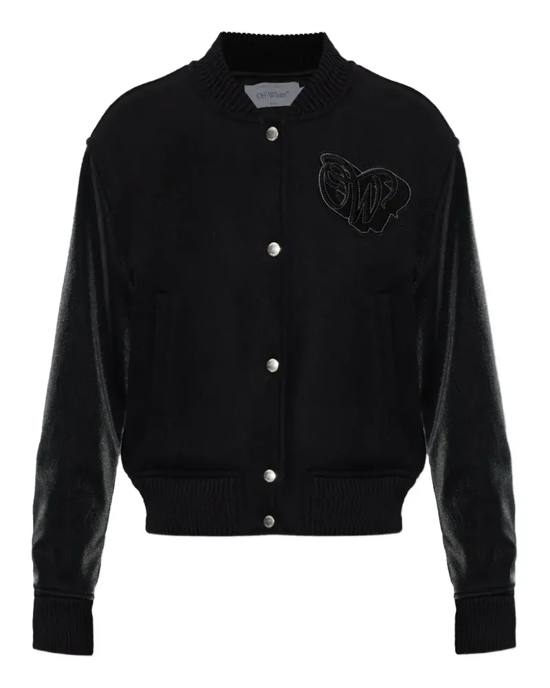 OFF-WHITE logo-patch bomber jacket - Schwarz Schwarz