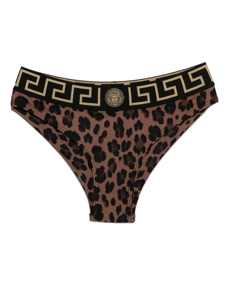 Versace Bikinihöschen mit Leoparden-Print - Braun Braun