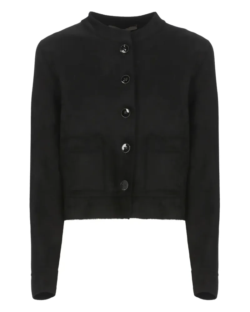 D.EXTERIOR Geknöpfter Cardigan mit aufgesetzten Taschen - Schwarz Schwarz