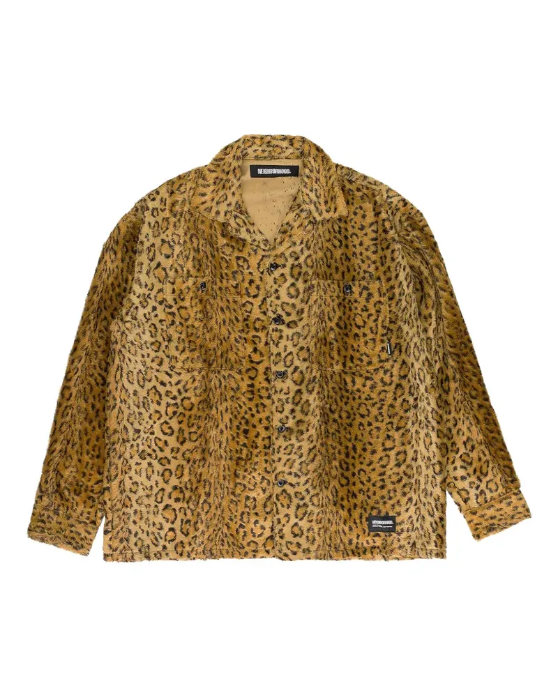 Neighborhood Hemd aus Faux Fur mit Leopardenprint - Orange Orange