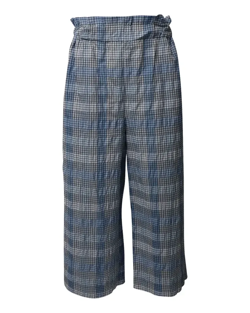 Ganni Karierte Wide-Leg-Hose - Blau Blau