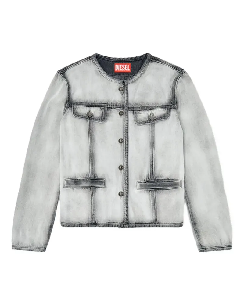 Diesel collarless acid-wash denim jacket - Grau Grau